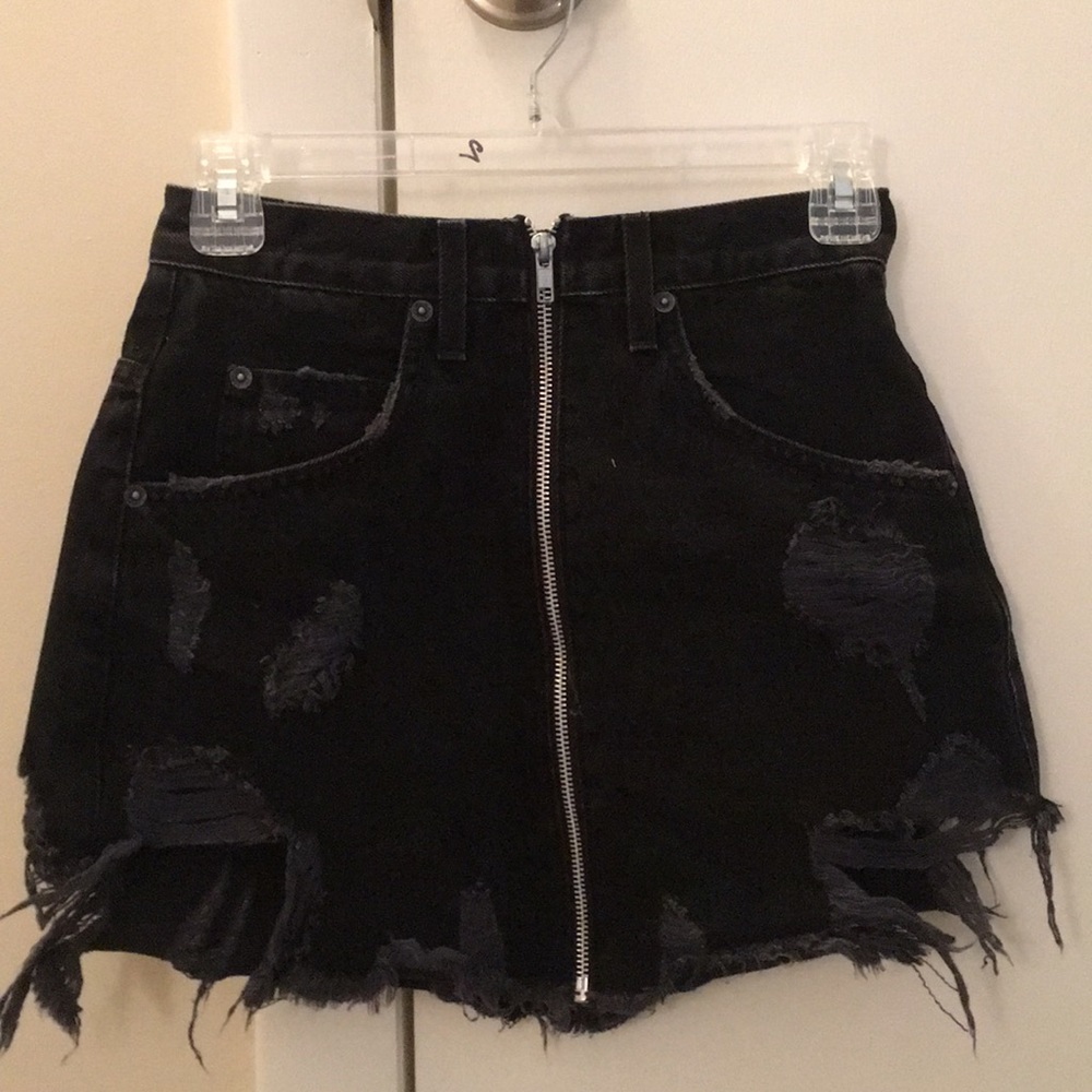 LF black denim skirt